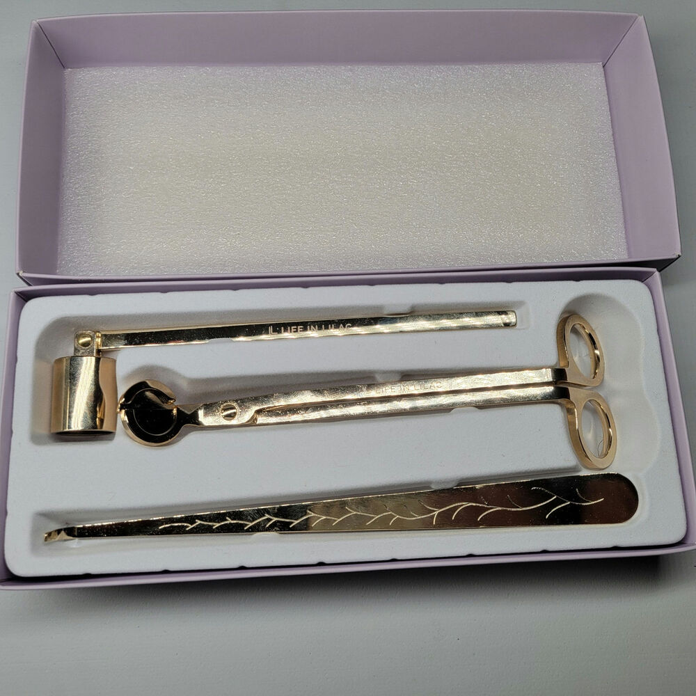 Life in lillac candle making tool engraved set gold tone